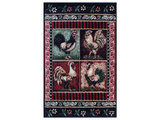 Gallus Collection 4' x 5' Red Rooster Themed Olefin Area Rug with