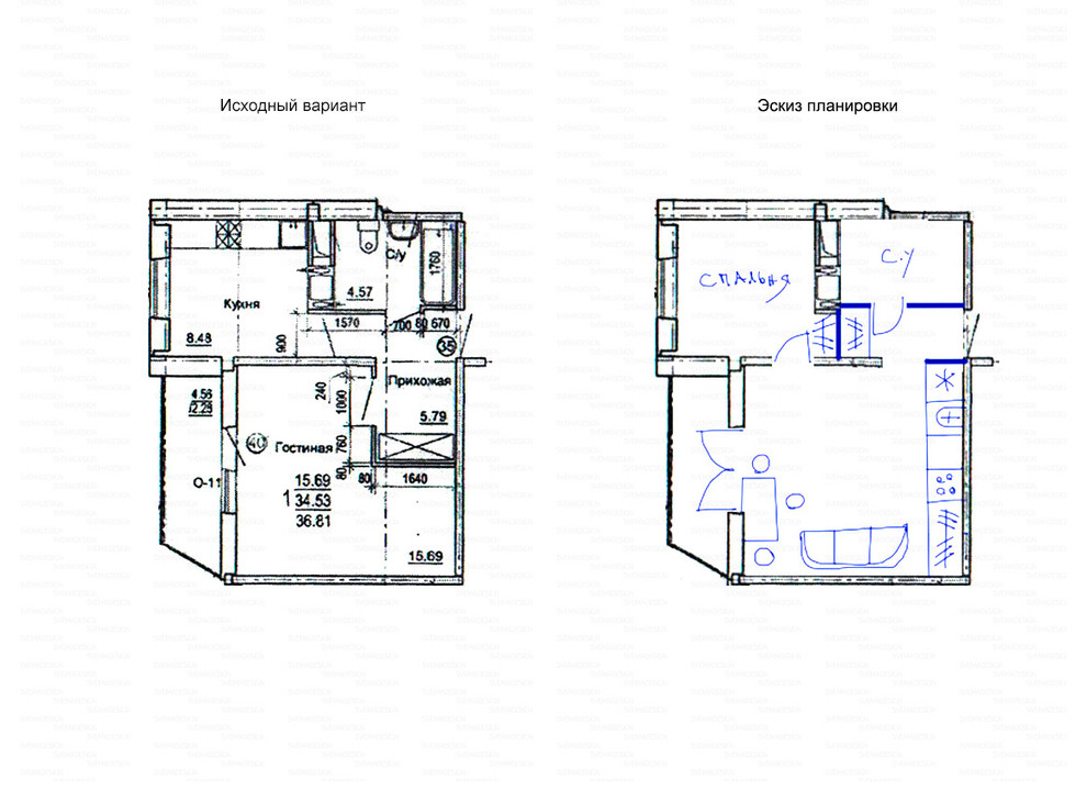 Идеи перепланировки для однокомнатных квартир