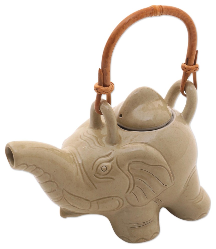 Elephant Cream Tea Ceramic Teapot