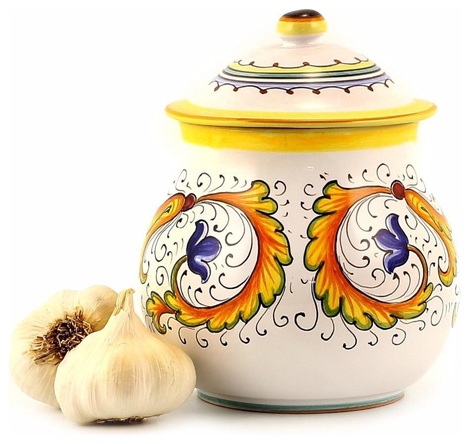 Perugino, Garlic Onion Jar Keeper (Large) Traditional Kitchen Canisters And Jars by