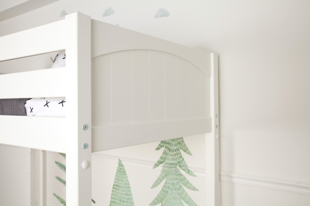 Modelo de dormitorio infantil de estilo americano pequeño con papel pintado