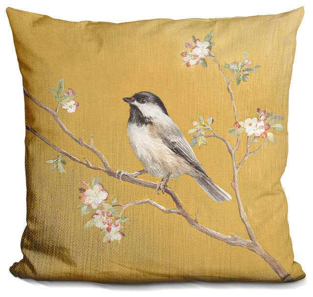 Black Capped Chickadee On Gold Decorative Accent Throw Pillow