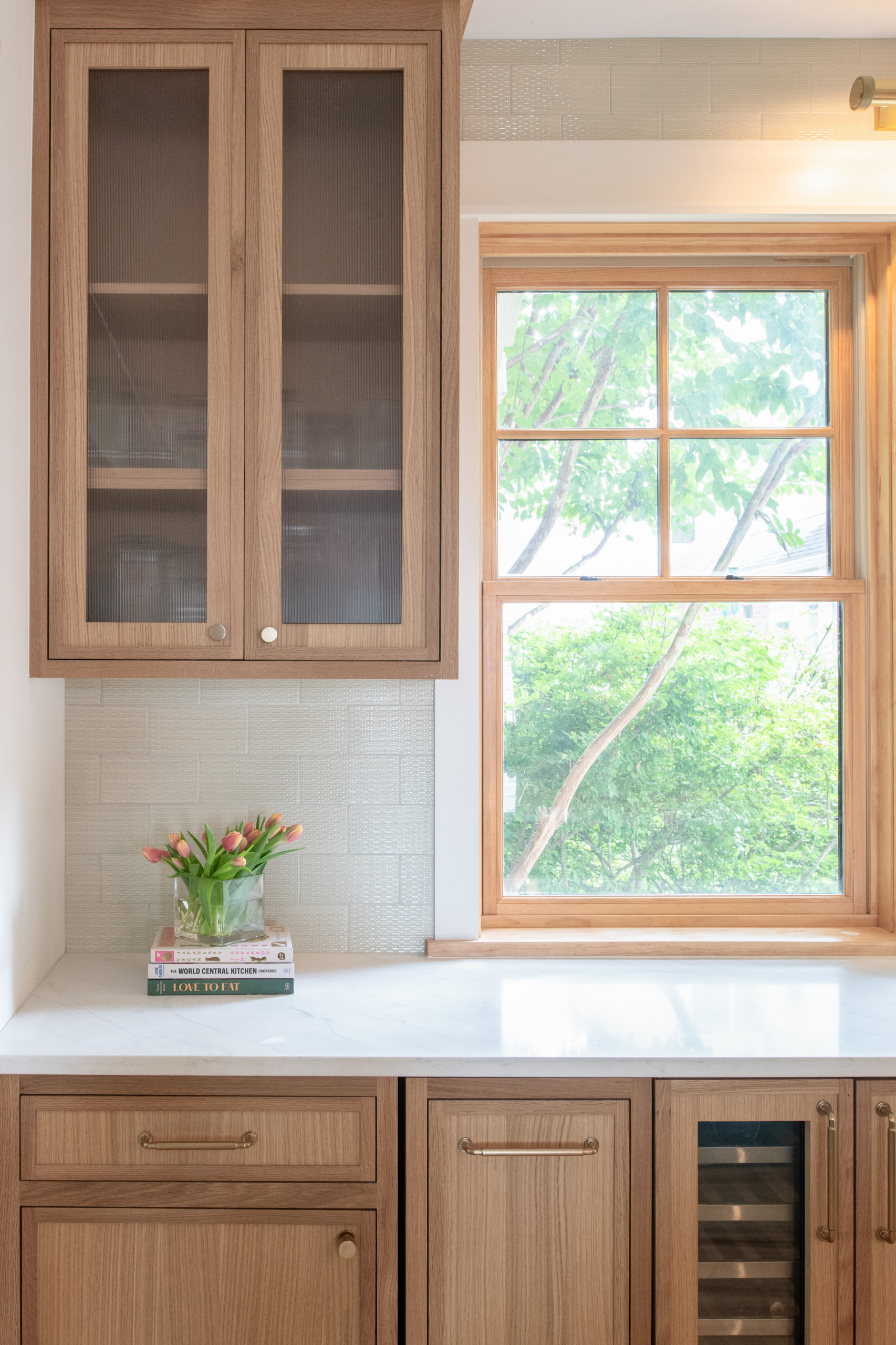 Warm Modern Kitchen Renovation with Natural Oak & Green Accents