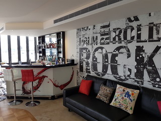 Custom Rock n Roll Wall mural modern-home-bar