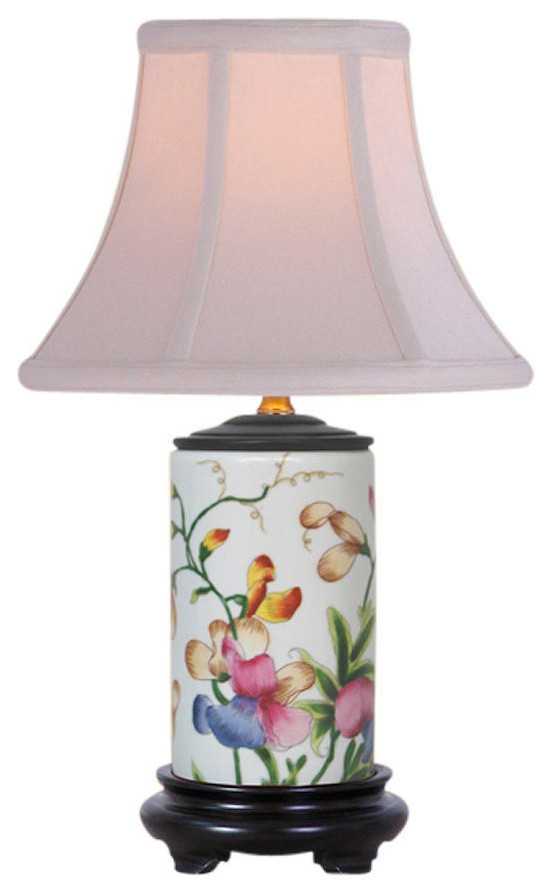 Floral Porcelain Vase Table Lamp 15" Asian Table Lamps by William