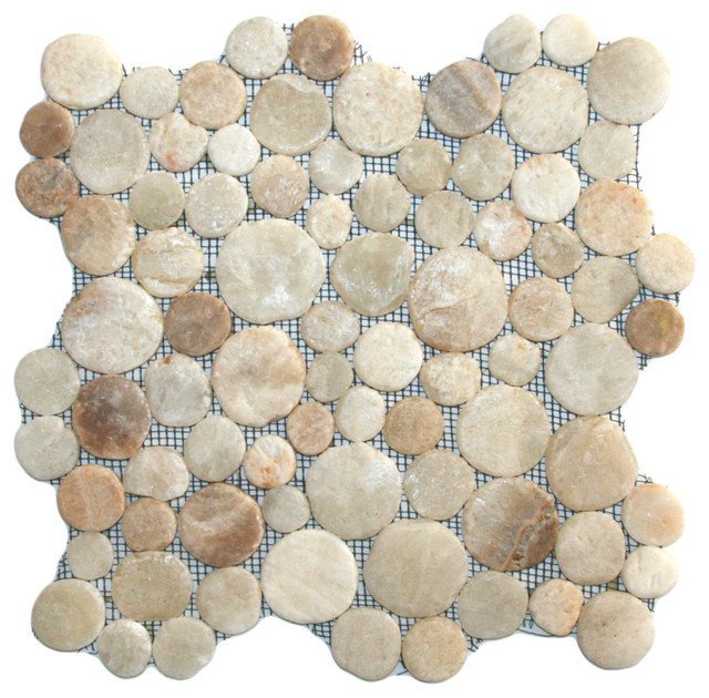 Glazed Mixed Quartz Moon Mosaic Tile