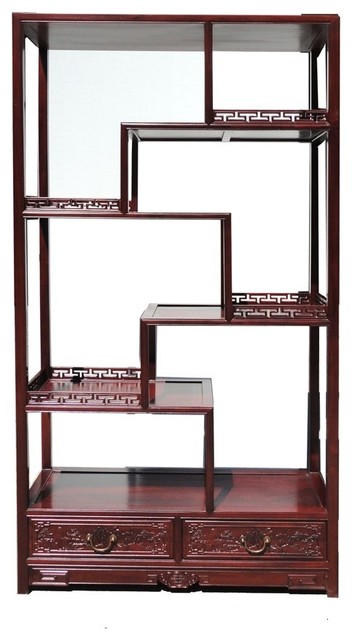 Oriental Rosewood Display Curio Cabinet Divider Asian Oriental Rosewood Display Curio Cabinet Divider Asian And Wall Shelves By Golden Lotus Antiques