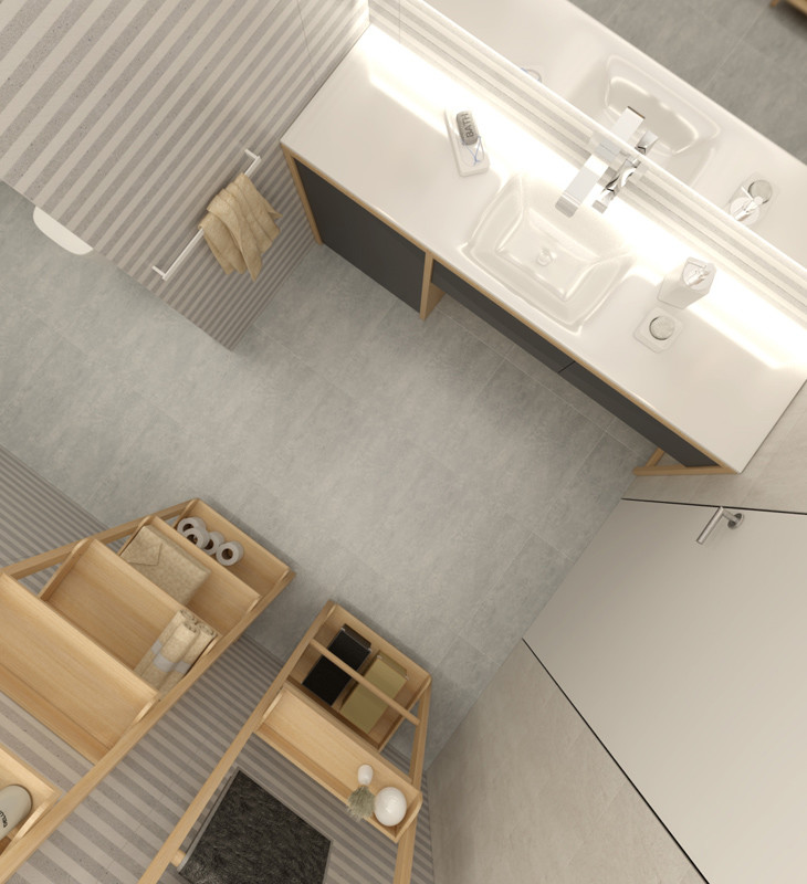 Стильная ванная в светлых тонах