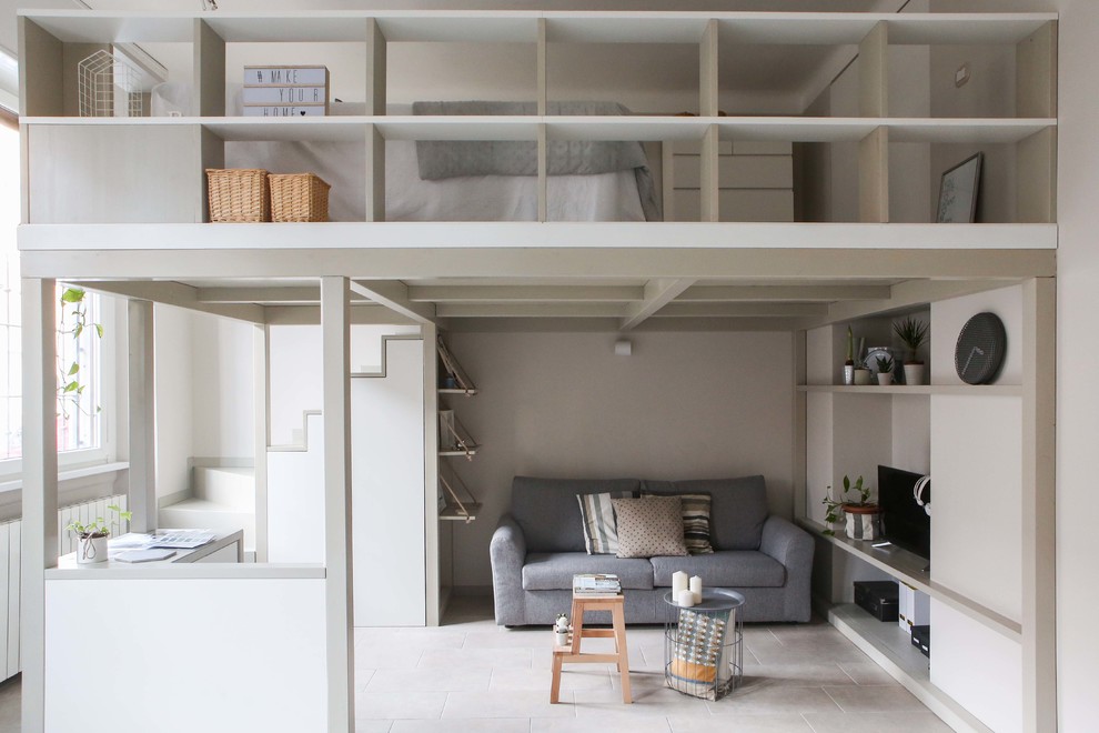 This is an example of a scandinavian living room in Milan.