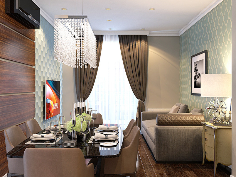 Дизайн-проект кухни-гостиной. Квартира в г. Геленджике.