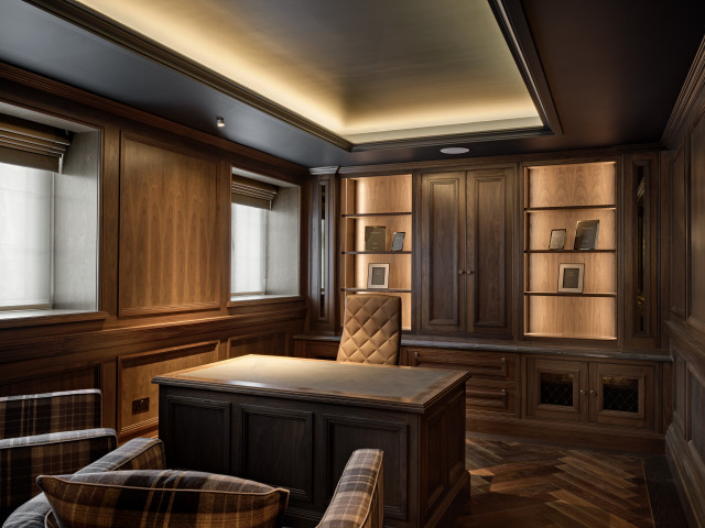 Panelled home office fusion-home-office-and-library