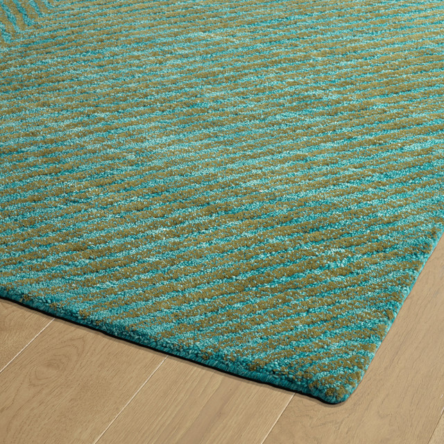 Kaleen Hand-Tufted Textura Wool Rug, Turquoise, 2'x3'