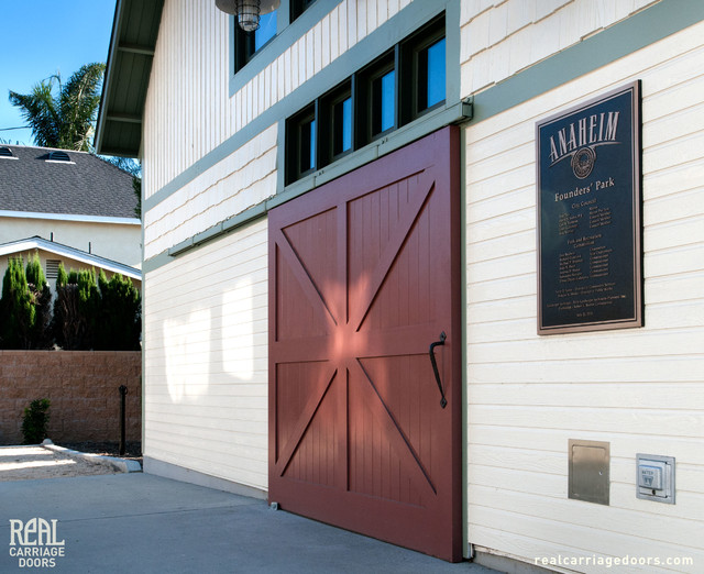 Sliding Red Barn Door Traditional Exterior Los Angeles By