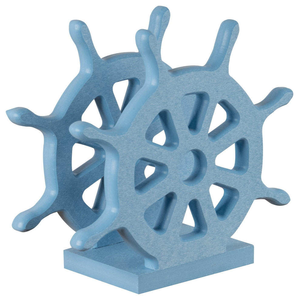 Ship's Wheel Napkin Holder, Powder Blue