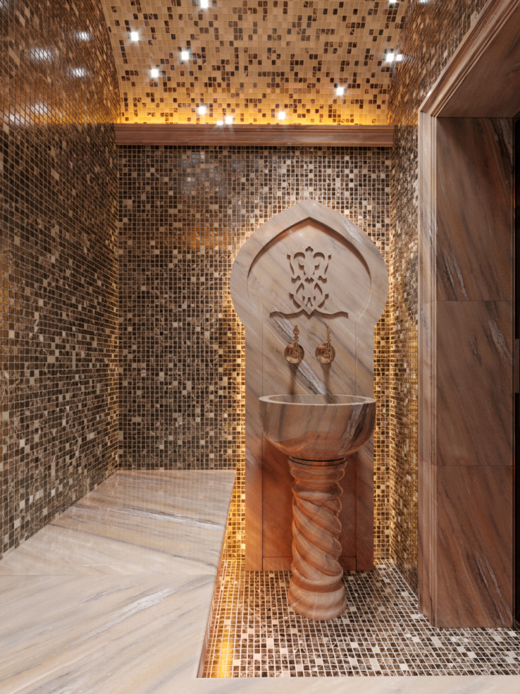 Хамам под ключ с мраморной аркой и курной на пьедестале