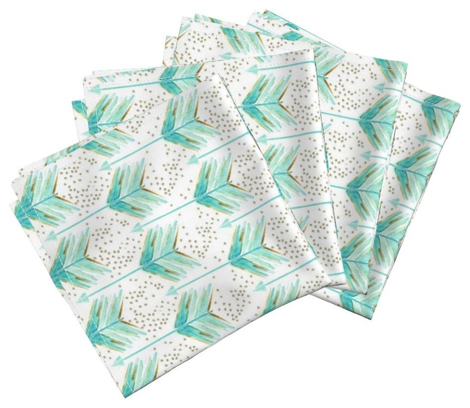 Mint Watercolor Dinner Napkins, Organic Cotton Sateen