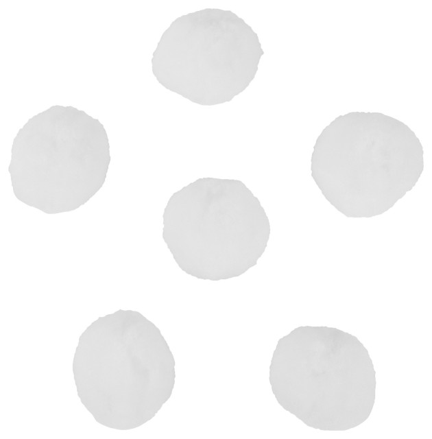 Set of 6 Plush Faux Christmas Snow Balls Modern Christmas