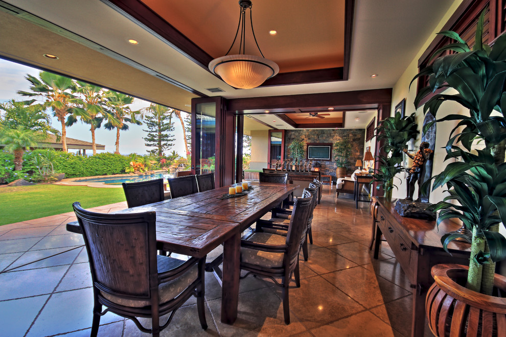 Design ideas for a tropical dining room in Hawaii.