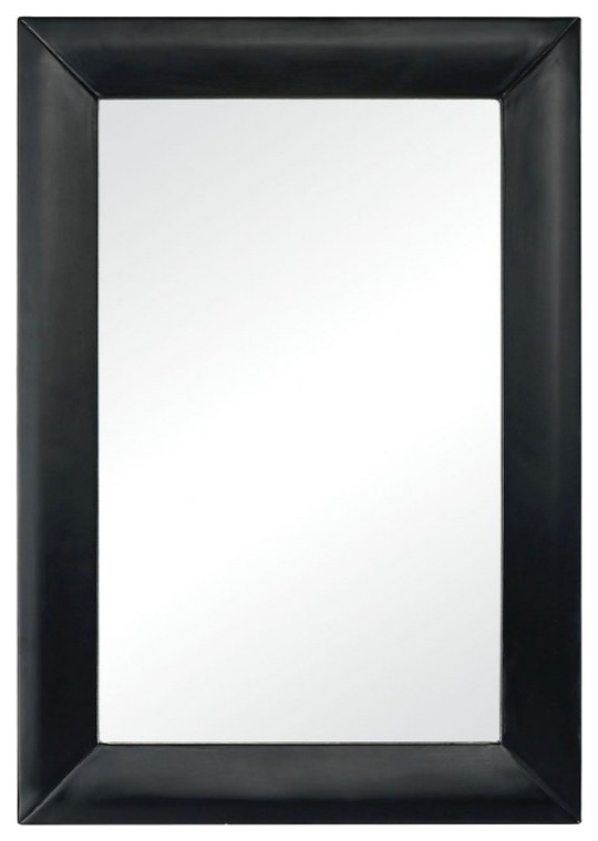 Transitional Rectangular Wood Frame Wall Mirror Plain Solid Wood Edges