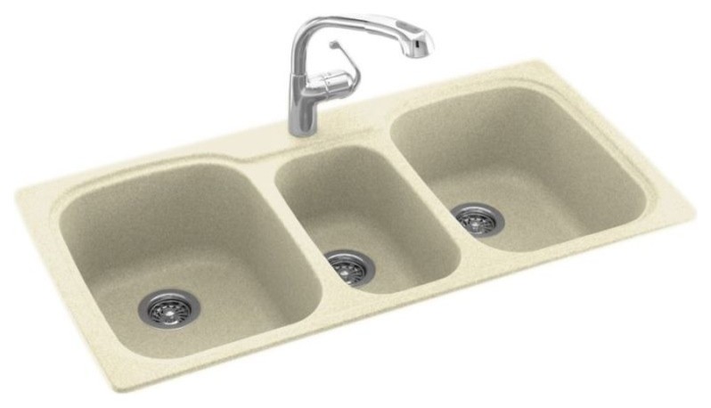 Swan 44x22x9 Solid Surface Kitchen Sink, 1-Hole, Bone