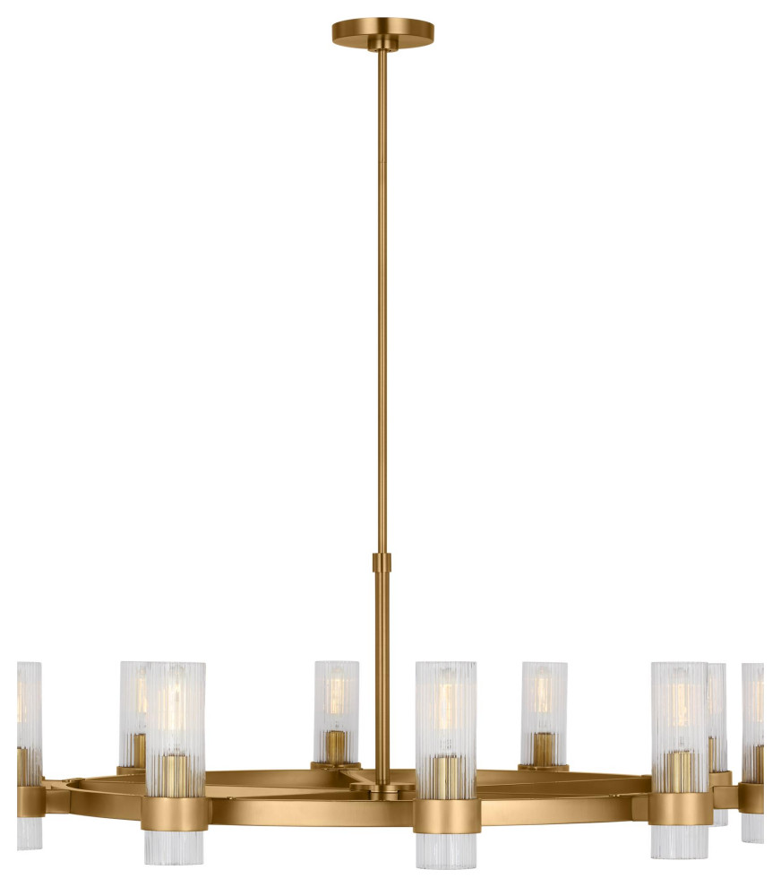 Geneva 8-Light Indoor Large Chandelier, Burnished Brass Gold