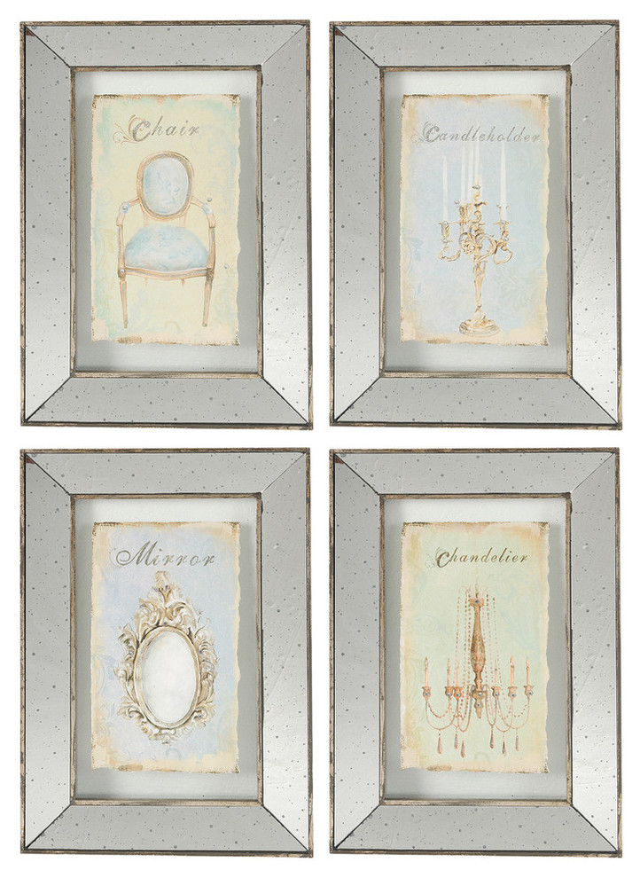 Mirror Frames Glass Wall Art Vintage 4 Piece Set