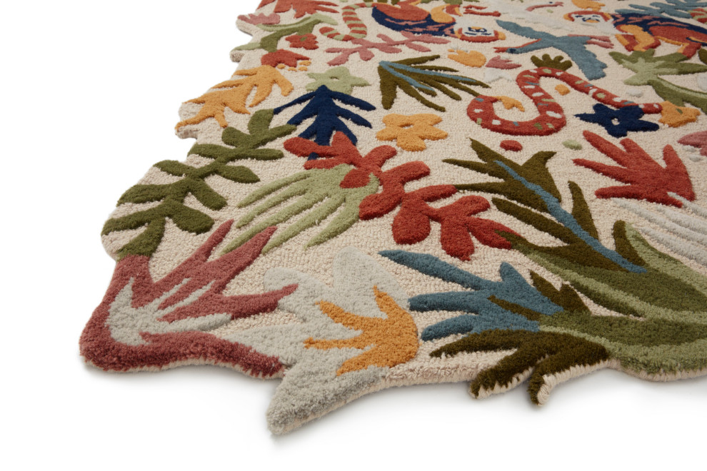 Optimism Ivory/Fiesta 5' x 7' Hand-Tufted Wool Rectangular Rug