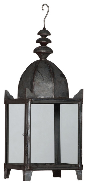 Hanging Candle Lantern In Antiqued Metal