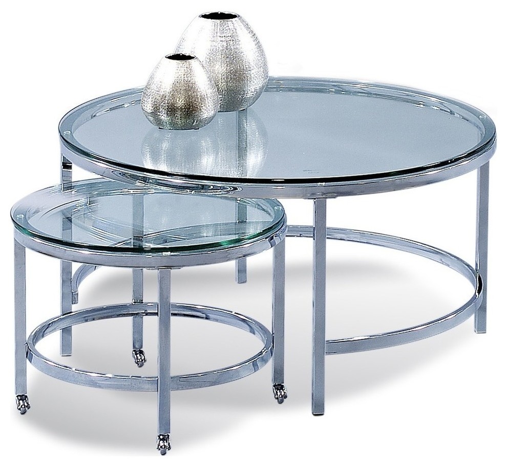 Patinoire Round Cocktail Table on Casters - Contemporary - Coffee Table  Sets - by BASSETT MIRROR CO. | Houzz