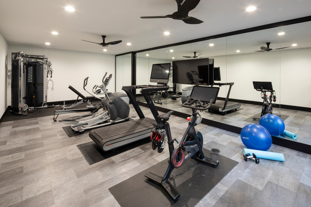 Contemporary home gym in Minneapolis.