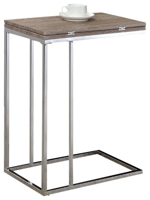 Bowery Hill End Table in Gray and Weathered Oak Contemporary Side