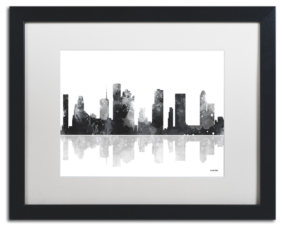 Watson 'Houston Texas Skyline BG-1' Art, Black Frame, 16"x20", White Matte