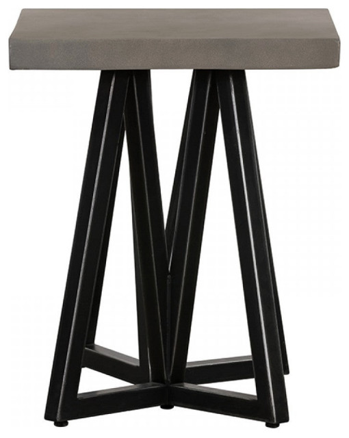 Mykolas Modern Concrete and Black Metal End Table Modern Side