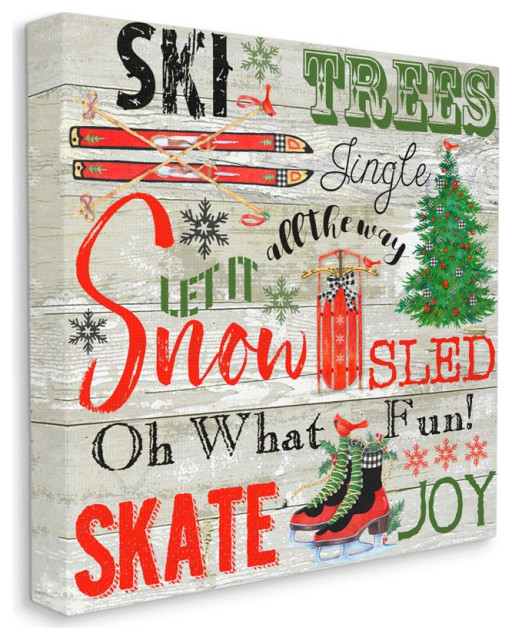 Joys of Winter Phrases Rustic Christmas Holiday Sign17x17