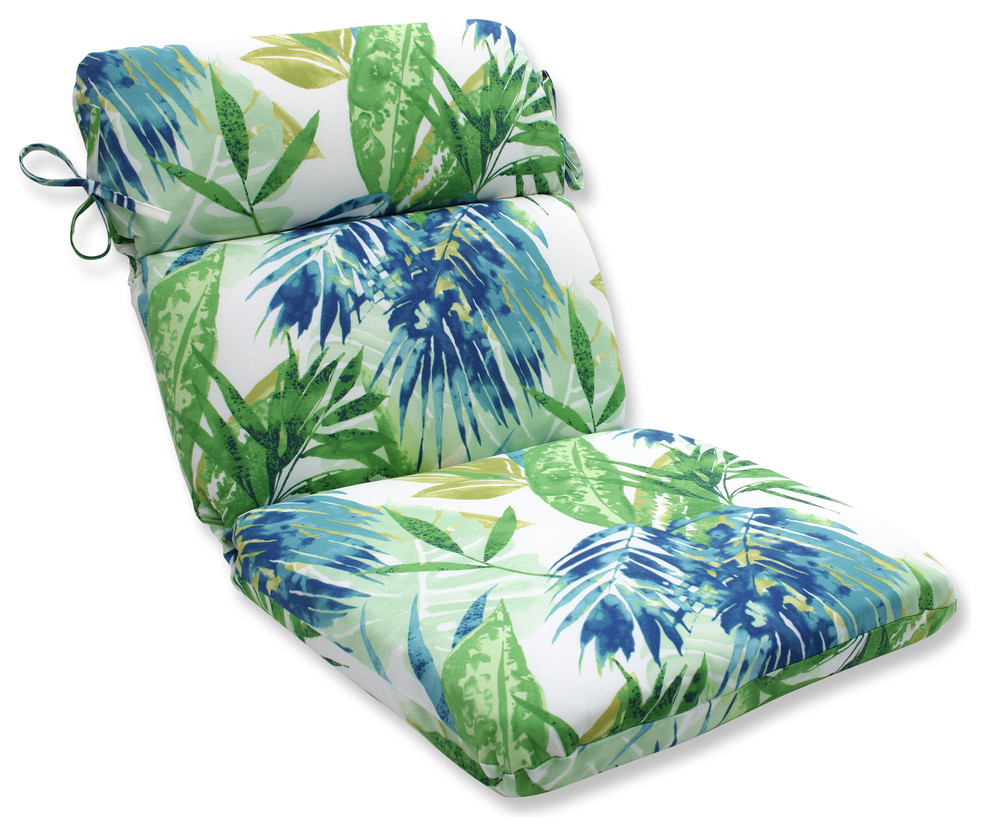 Soleil Blue/Green Rounded Corners Chair Cushion