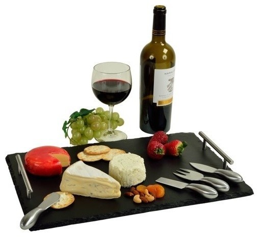 Sardo Plus Rectangle Slate Tray with Tools , Black Slate by Picnic at Ascot