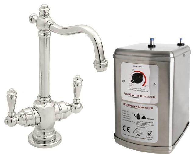 Victorian 9" Hot And Cold Water Dispenser And Tank In Polished Nickel