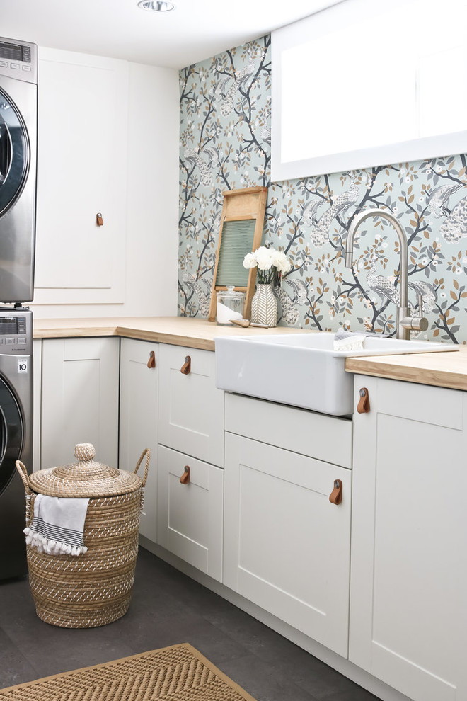 Inspiration for a modern laundry room in Edmonton.