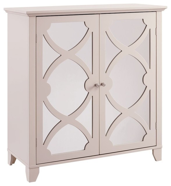 Large Cabinet With Mirror Door In Cream Contemporary Accent