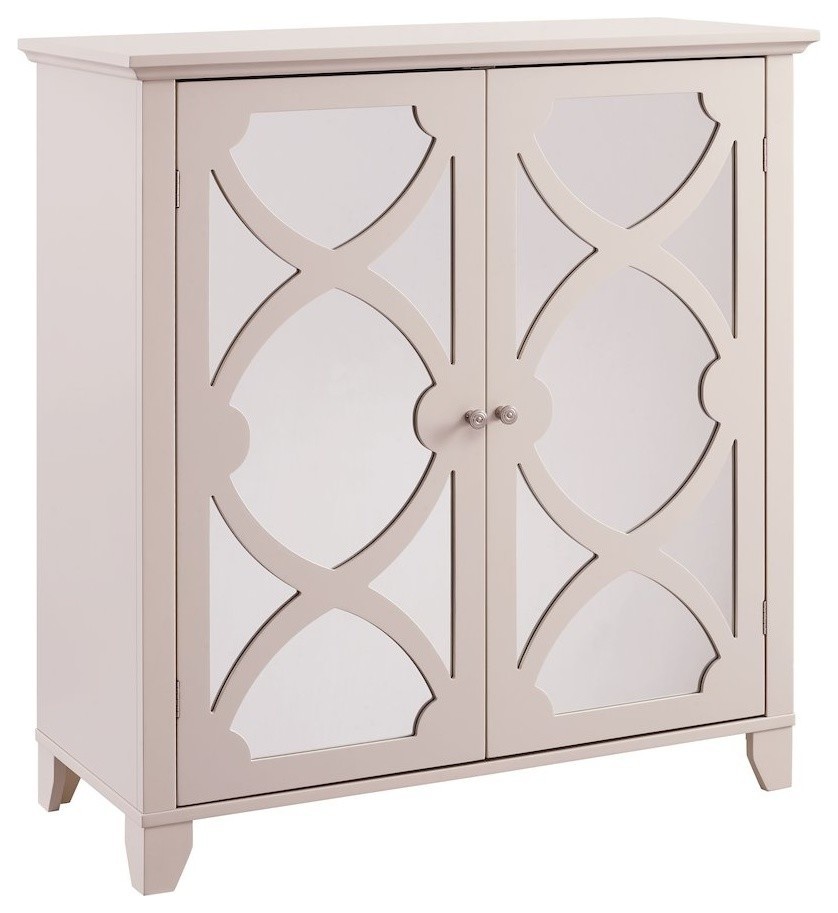 Large Cabinet With Mirror Door In Cream Contemporary Accent Large Cabinet With Mirror Door In Cream