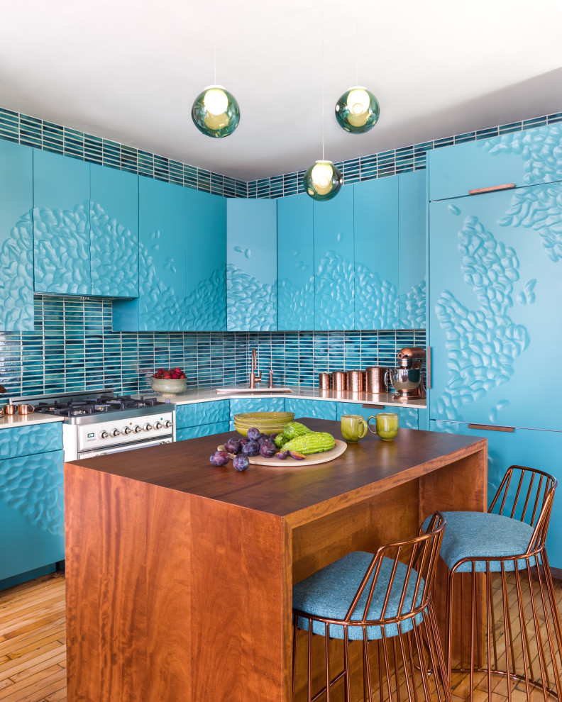 This is an example of an eclectic kitchen in New York.
