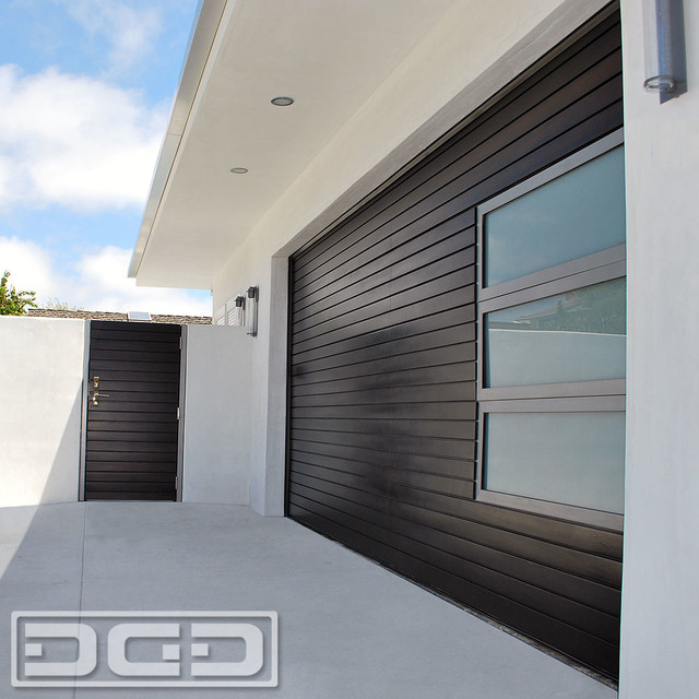 Modern Garage Door Matching Pedestrian Gates Steel