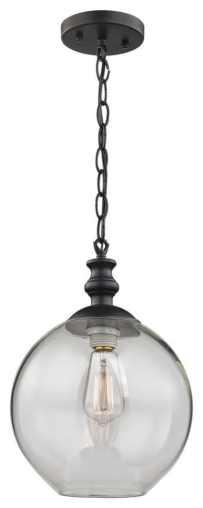 Bergen 1-Light Pendant, Oil Rubbed Bronze and Clear Glass