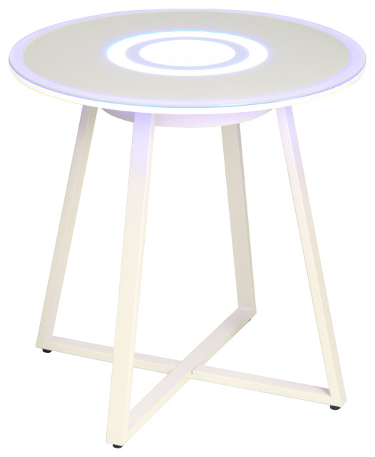 Bluetooth/Speaker/LED/Charger Glass Top End Table (Color Changing LED