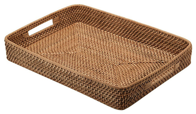 wicker tray with handles