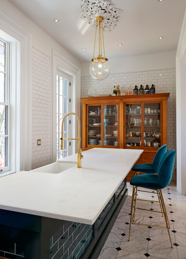 Brooklyn Brownstone Bluegrass Tile - Transitional - Home Bar - New York ...
