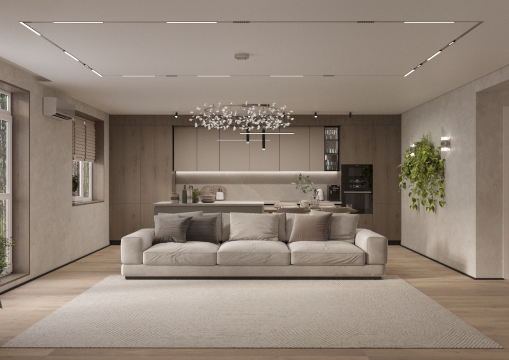 Современный дизайн кухни-гостиной