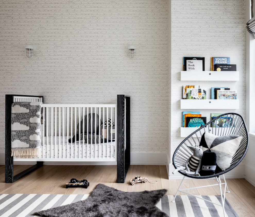 Example of a transitional nursery design in New York