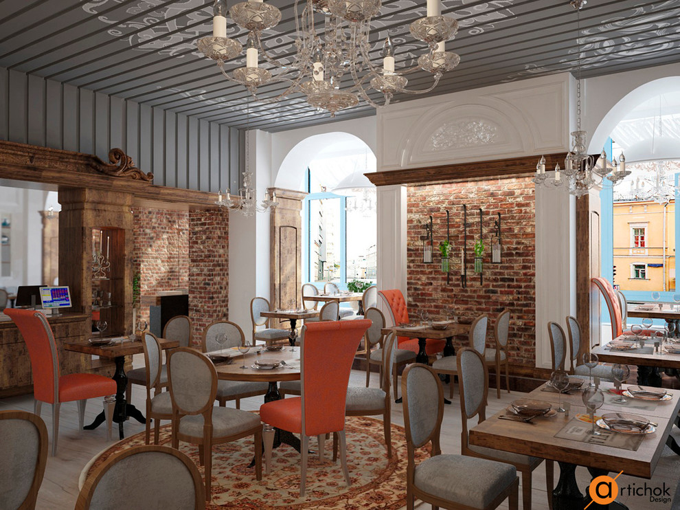 Дизайн интерьера основного зала ресторана в стиле кантри