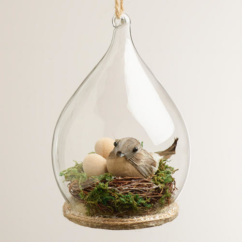 Bird Nest Glass Cloche Ornament